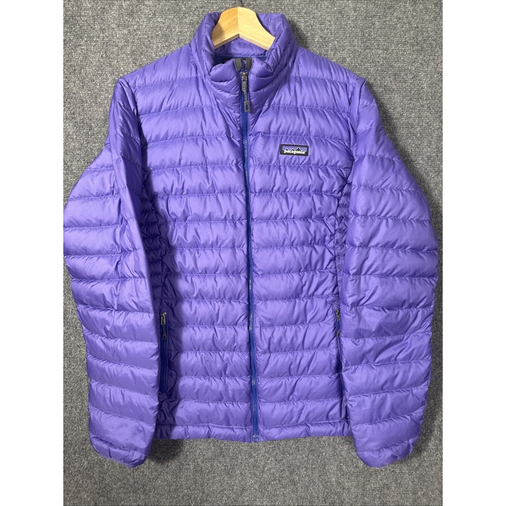 Patagonia Womens Down Sweater Jacket Full Zip Puffer XL VLTI Violetti 84683 FA14